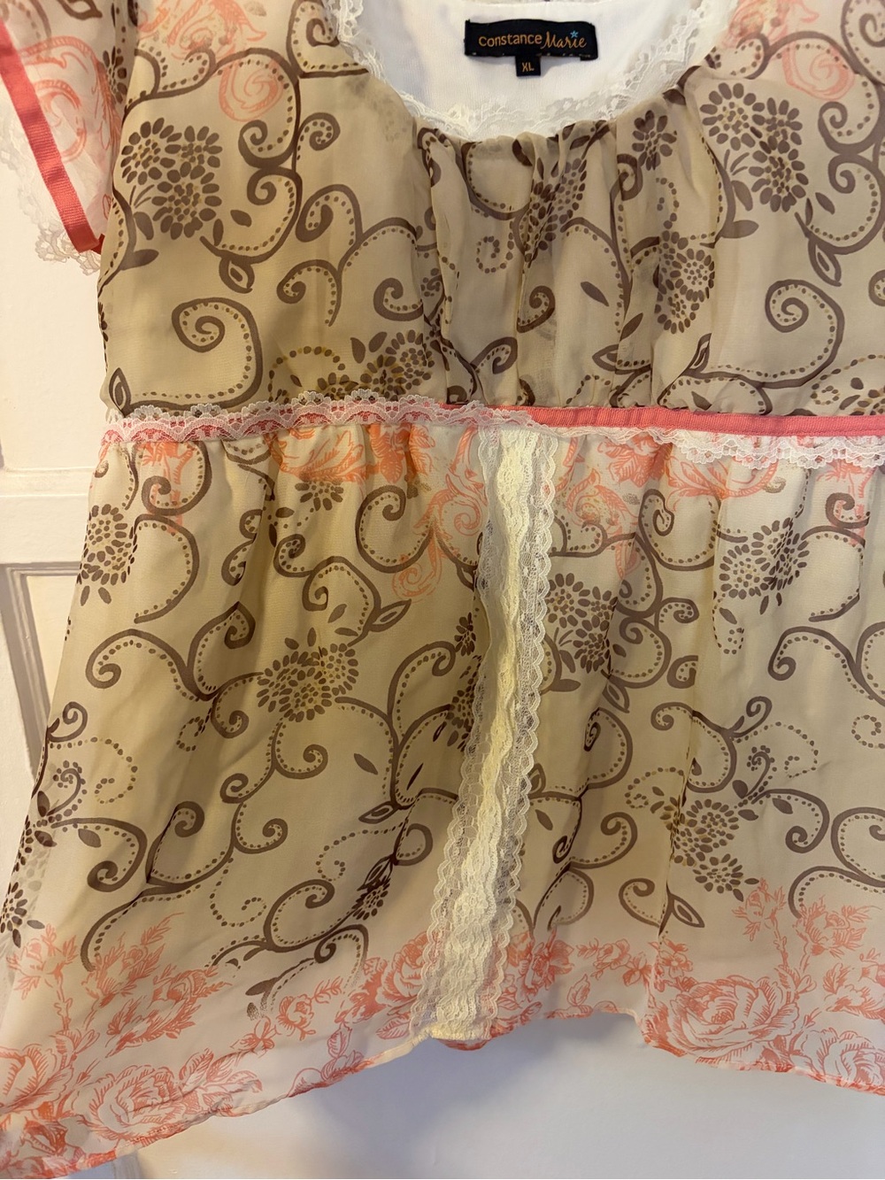 Vintage Paisley Kitschy Constance Marie Babydoll Blouse Top - Picture 2 of 4